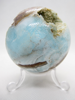 Шар — Голубой кальцит со сквозной жеодой (арт. 9156*)